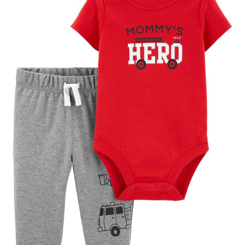 2-Piece Firetruck Bodysuit Pant Set size 24 mo